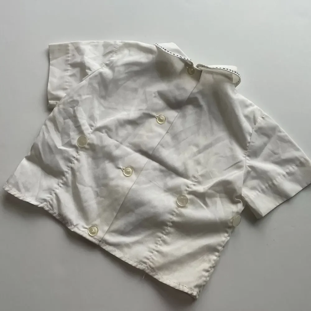 Vintage White Peter Pan Collar Top, Toy Embroidery